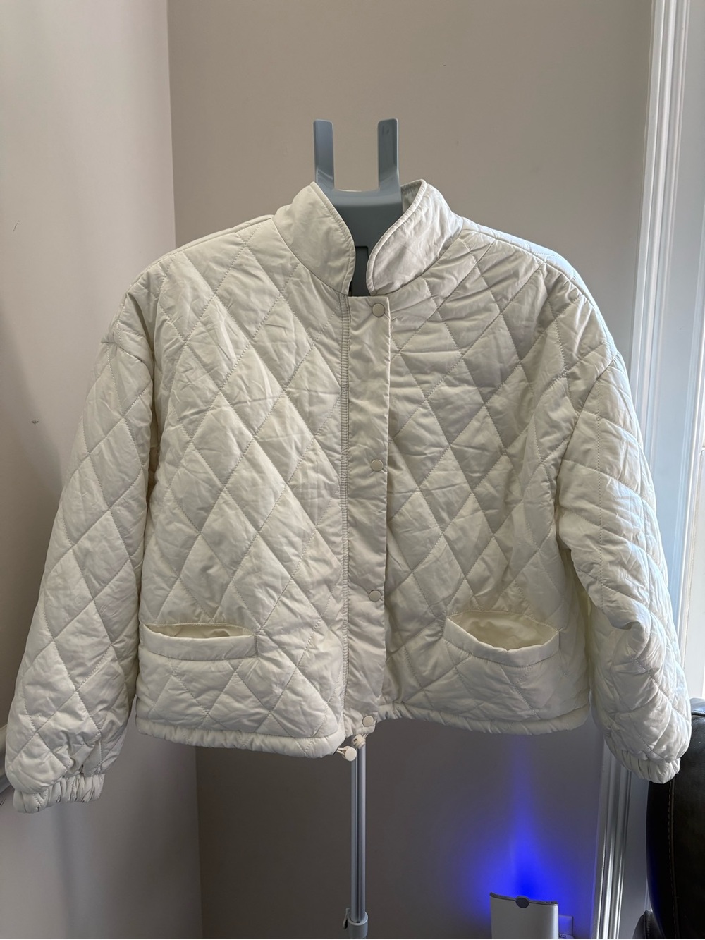 Double Zero Quilted Puffer Jacket in Ivory